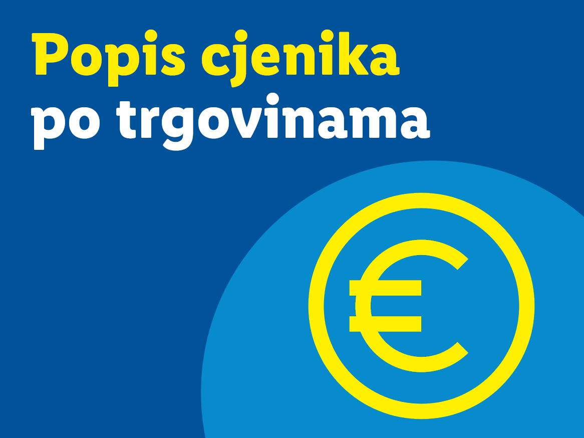 Popis cjenika po trgovinama s logotipom eura.