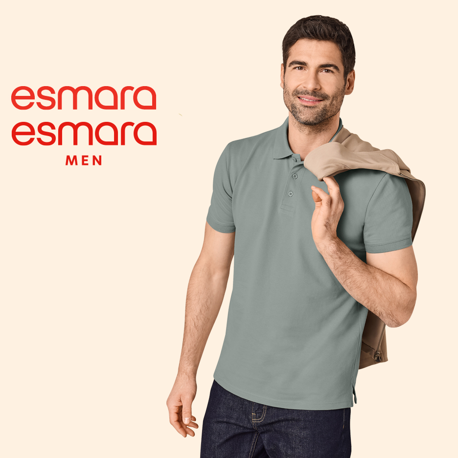 Muška polo majica i jakna, s natpisom 'esmara esmara MEN'.