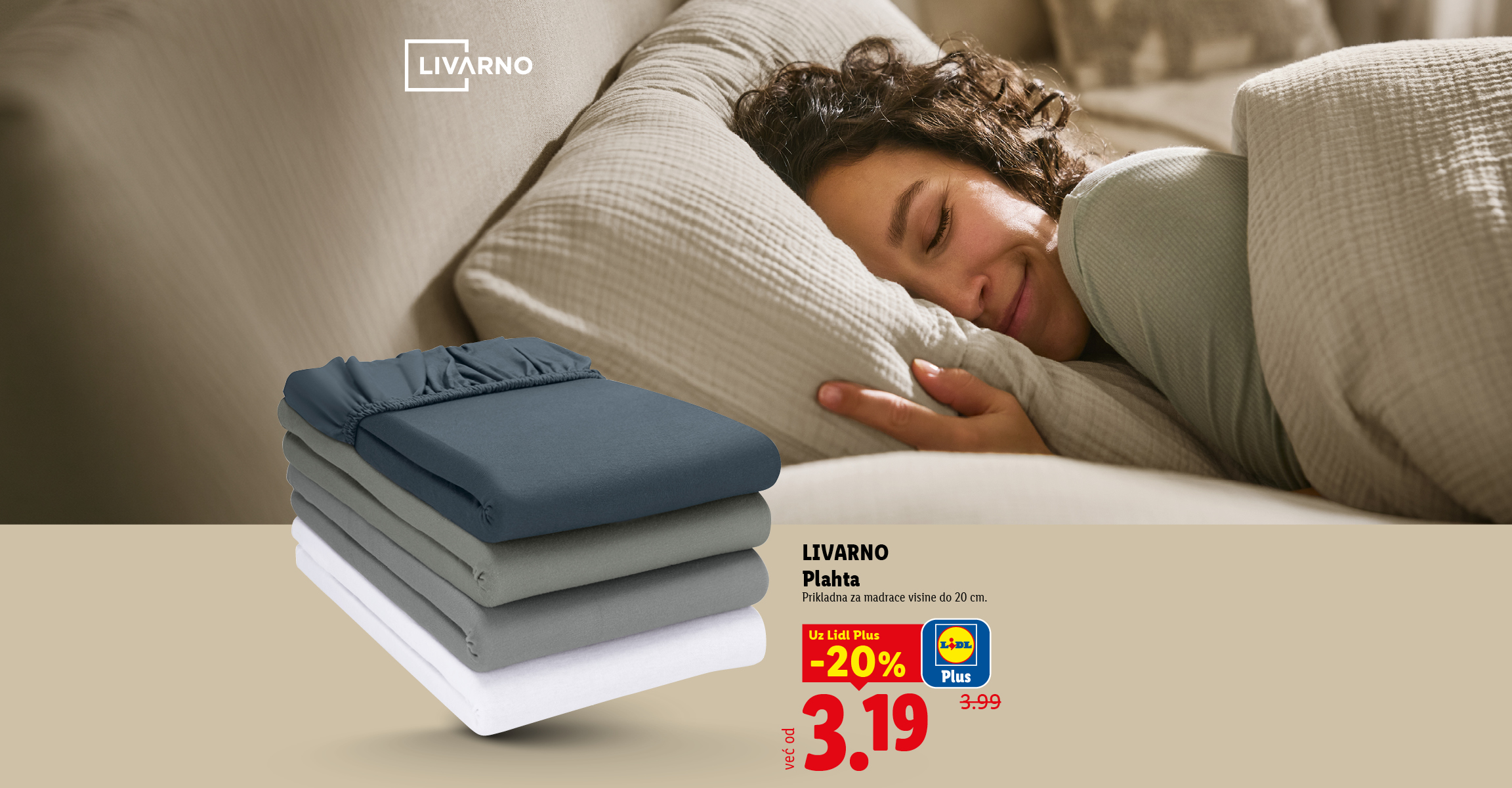 Udobna plahta s gumicom u raznim bojama, prikladna za madrace visine do 20 cm.