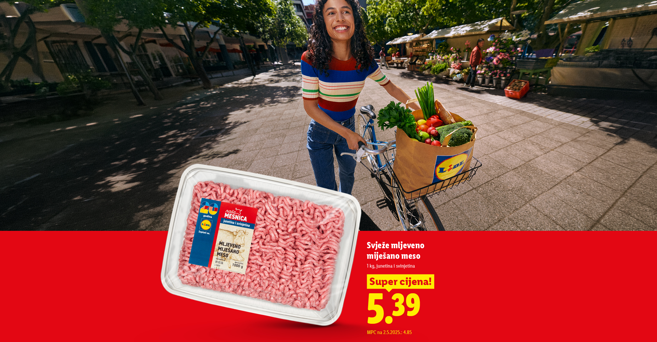 Svježe mljeveno miješano meso, 1 kg, junetina i svinjetina, Naša mesnica, po super cijeni od 5.39 eura.